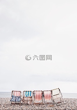 海灘,椅子,海洋