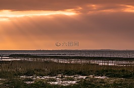 日落,北海,spiekerook