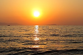 日落,海洋,太陽