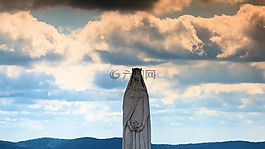 雕像,背光,云