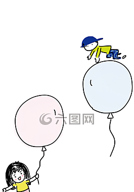 男孩和女孩,氣球,男孩