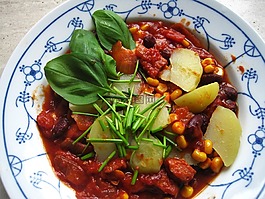 秋季菜,番茄燉玉米,kukuruztopf