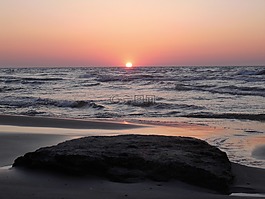 日落,太陽,海