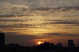 日落,全景,晚上