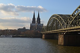 科隆全景,hohenzollern 橋,科隆大教堂