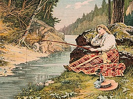 釣魚,夫人,女性