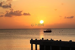 码头,日落,海洋