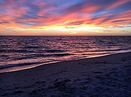 海灘,日落,海灘日落