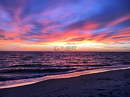 海灘,日落,日落海灘