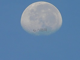 那天的月亮,蓝色,天空