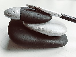 石頭,鵝卵石,銀