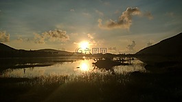 日出,云,丘陵