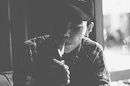 可悲的男孩,人,烟雾