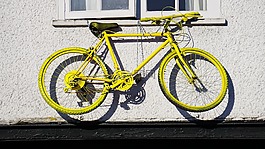 自行車,黃色,騎