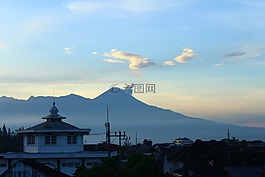 山,上午,火山