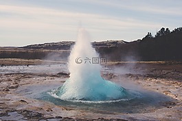 溫泉,景觀,自然