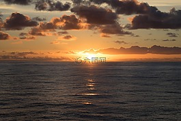 日落,海,海洋