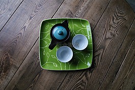 茶,杯,木桌
