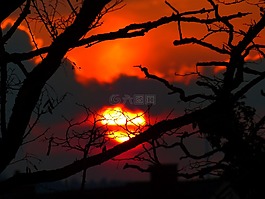 日落,太陽,天空