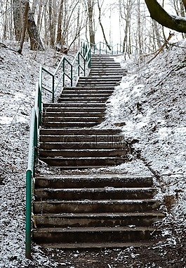 樓梯,冬季,雪