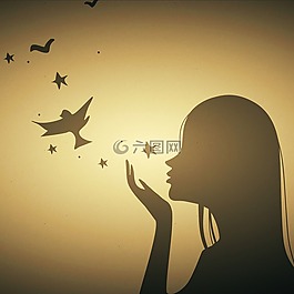 女孩,夢幻,面對