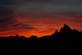 日落,景觀,巖