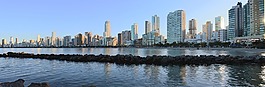 城市,海灘,全景圖