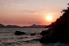 日落,海,太陽