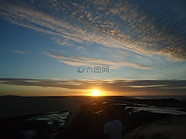 日落,天空,景觀