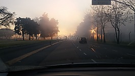 霧,街,黎明