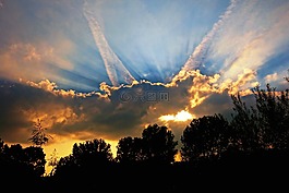 日落,傍晚的天空,黃昏
