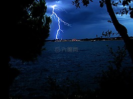 閃電,風暴,海