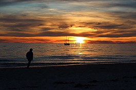 太陽,躺在,海
