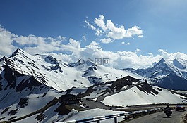 山,雪,大格洛克納alpenstrasse
