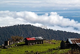 高原,山,綠色