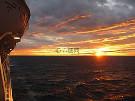 夕陽,日落,船舶