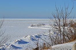 冬天,海岸線,雪