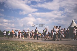 云,天空,人