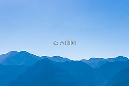 藍(lán)色,天空,山