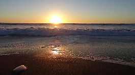 日落,海洋,波
