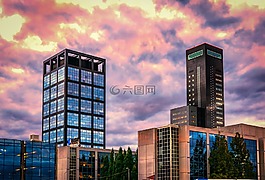 摩天樓,辦公室,玻璃