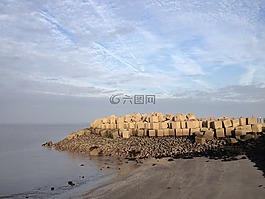 防波堤,堤防工程,墻上