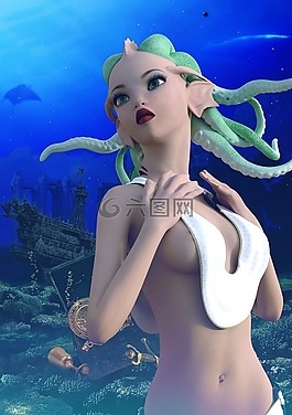水,美人魚,海
