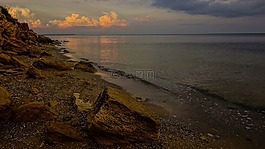 石頭,海,云