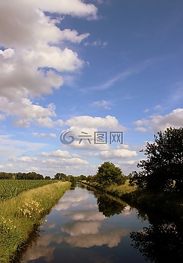 水景觀,云,鏡像