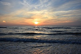 波羅的海,海浪,日落