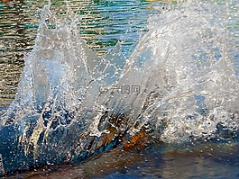 水,濺,趿拉