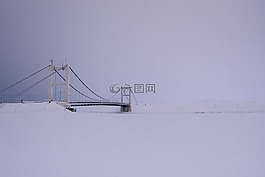 雪,冬天,橋