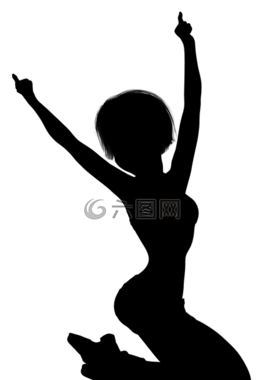 剪影,女孩,女子
