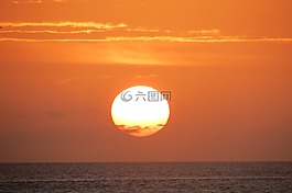 日落,海,海灘